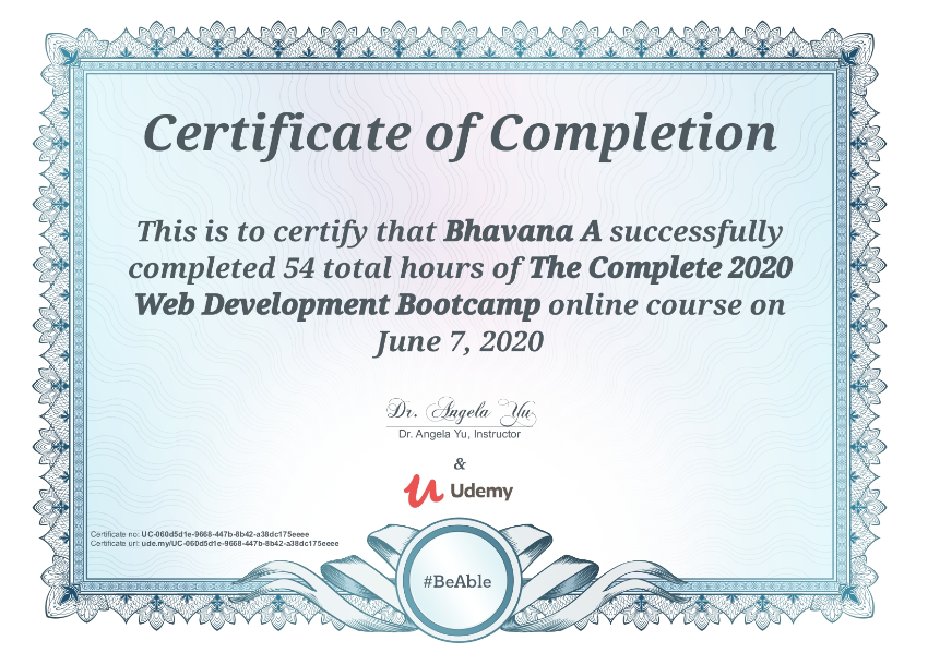 udemy certificate